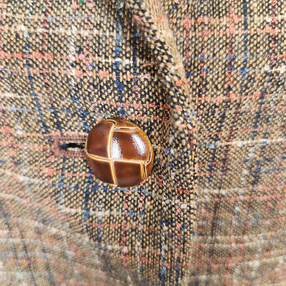 Le Suit 2pc Tweed Skirt Suit Set Women 14 Brown Rust Velvet Business Office Work - Picture 4 of 16